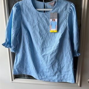 Ted Baker Light Blue Textured Blouse